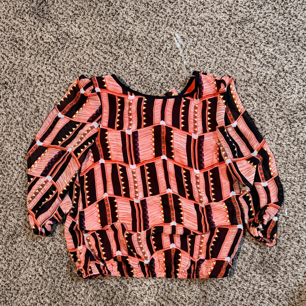 GB Girls Pink and Black Geometric Blouse